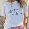 Teenage Rock Cat Retro T-shirt Girls Cute Casual Loose Funny Round Neck Short Sleeve Tops Clothing Summer Children T-shirt