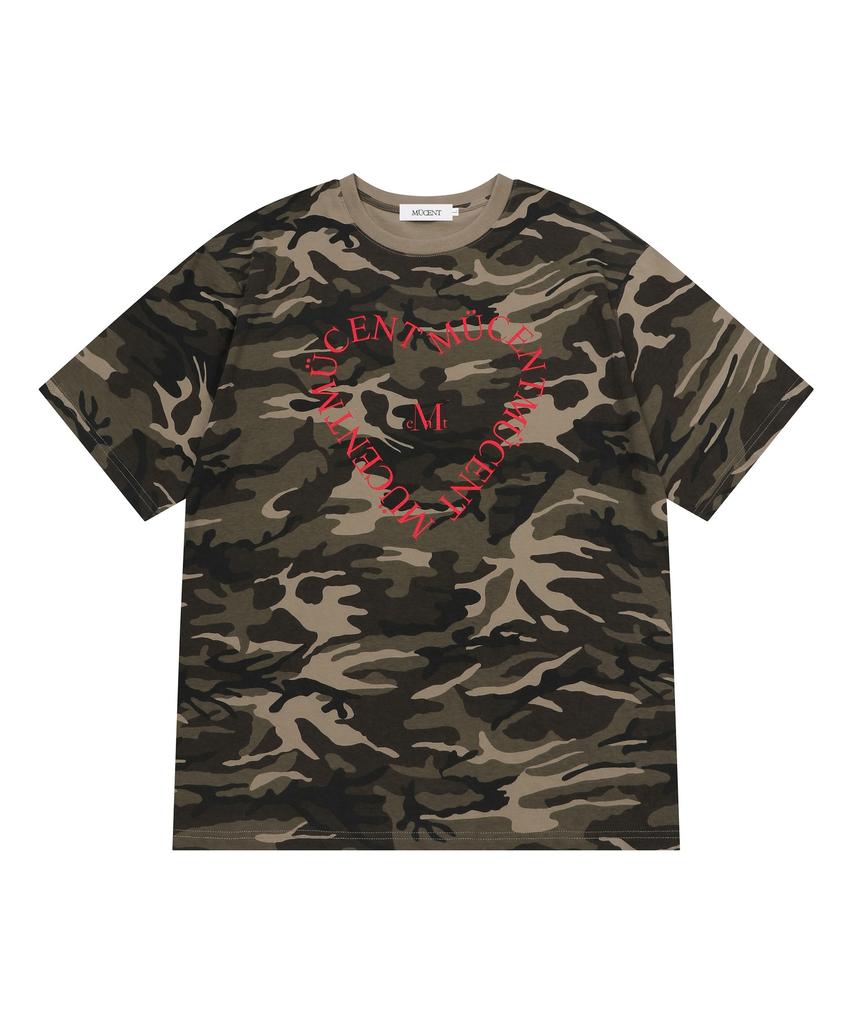 MUCENT Miloti Heart Lettering Logo Camo Short Sleeve T-Shirt Unisex