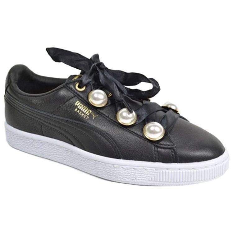 Puma Кроссовки женские низкие Basket Bling Ribbon Черные 366732-04