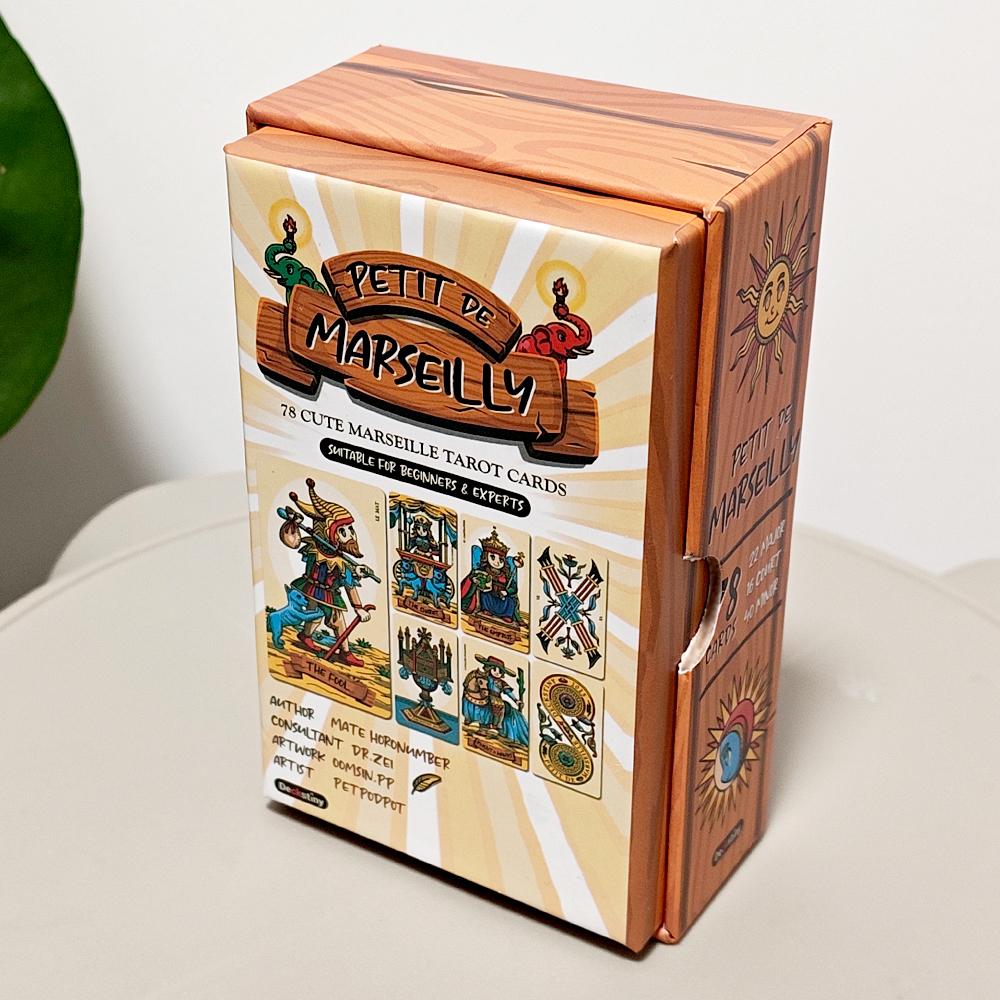 Petit De Marseilly Tarot Deck, 12*7cm 78 Pcs Cute Chibi Marseille Tarot Cards in Rigid Box Double-embossed Cardstock