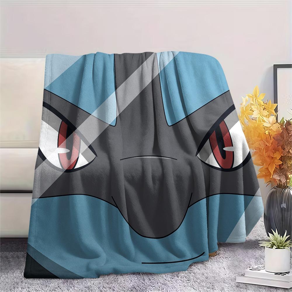 Lucario 3 Print Flannel Blanket, High quality Comfortable for All Seasons, Home Decor, Warmth and Comfort