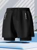 Мужские двухслойные свободные пляжные и беговые плавки - спортивные шорты против смущения