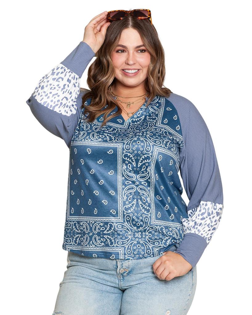 Azura Exchange Топ с разрезом на шее и леопардовым узором в стиле пэчворк