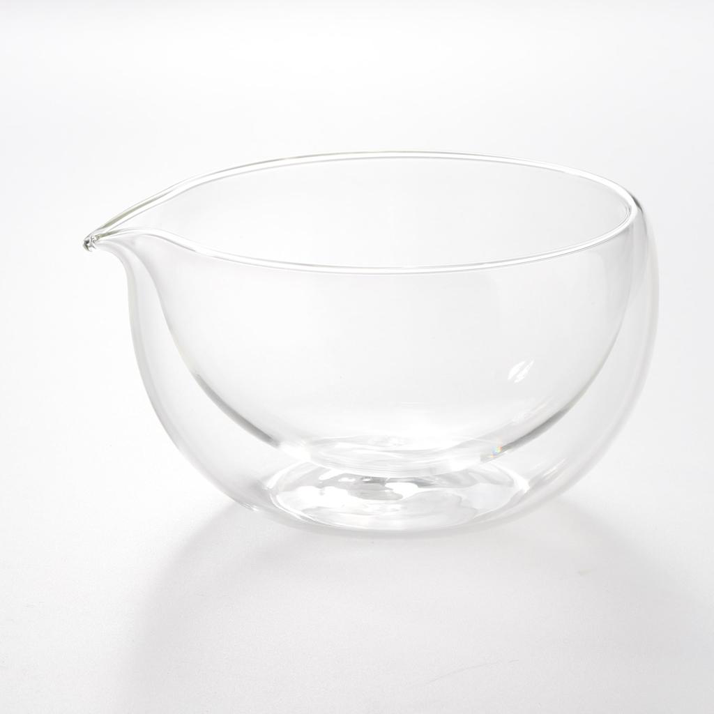 Glass Tea Bowl Matcha Glass Matcha Ceremony Tea Chawan Chasen and 500ml Tea Scoop Set, Double-Walled Bowl, Double-Layered Bowl, Utensils, Bowl, (Tea