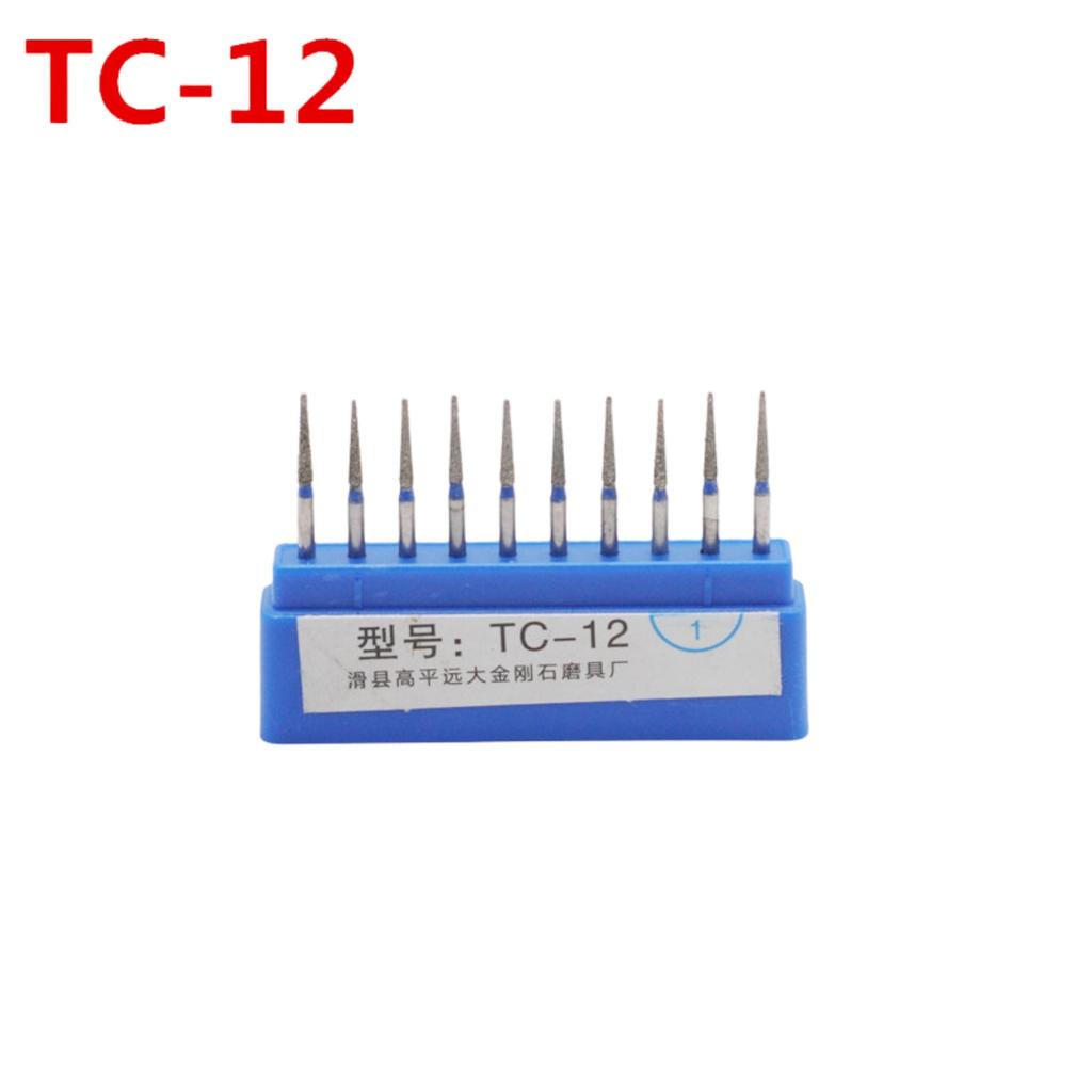 10Pcs/Box 1.6Mm Dental Drill Diamond Fg High Speed Burs Kit, Emery + Stainless Steel, For Polishing & Smoothing, Dentist Tools