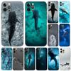 Роскошный чехол для телефона Ocean Whale Shark Swimming для iPhone 2020se 6 6s 7 8 plus x 10 XR XS 11 12 13 mini pro MAX черный чехол из ТПУ