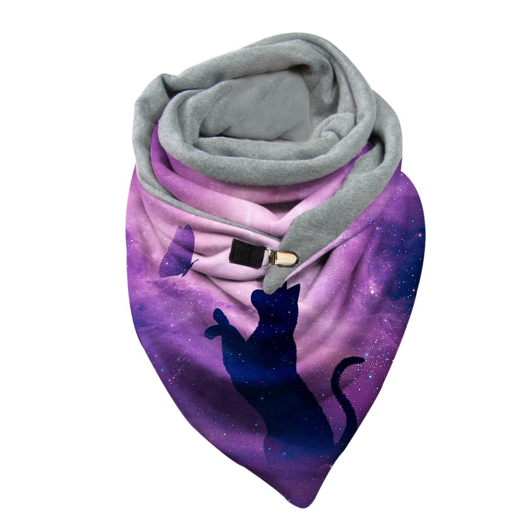 Women Winter Print Button Soft Wrap Casual Warm Scarves Shawls