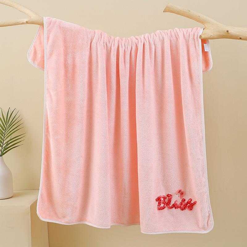 Детское быстросохнущее, впитывающее воду, толстое коралловое флисовое одеяло и банное полотенце с вышивкой - большое, не линяет.