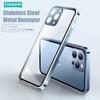 Luxury Stainless Frame Phone Case For iPhone 12 13 Pro Max Case Shockproof Metal Armor Hard PC Transparent  Cover For iPhone 13 Pro Max Case