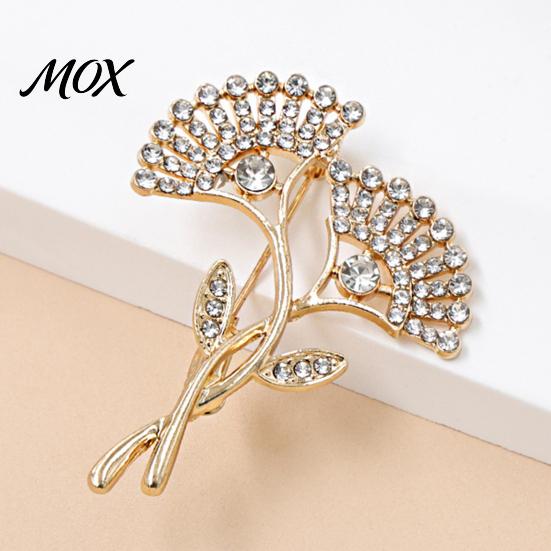 Elegant Leaf Jewelry Rhinestone Ginkgo Brooch, Sparkling Lapel Pin for Men Women, Women Brooch Decorative Badge Clothes Bag Hat Scarf Suits Accessory