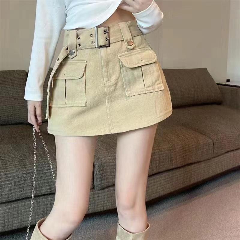 Рабочая одежда трапециевидной формы, юбка-полуюбка, новинка 2023 года, короткая юбка с несколькими карманами, брюки