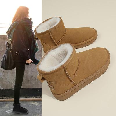 Снежные ботинки мех интегрированный толстая подошва мужские и женские новые бархатные утолщенные зимние теплые короткие хлопковые ботинки дропшиппинг