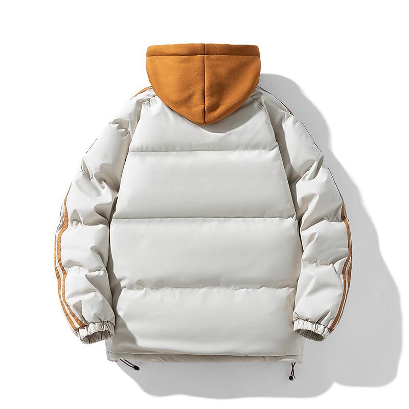 New Cotton-padded Jacket Winter Youth Thickened Down Jacket Hooded Fake Two-piece Trend