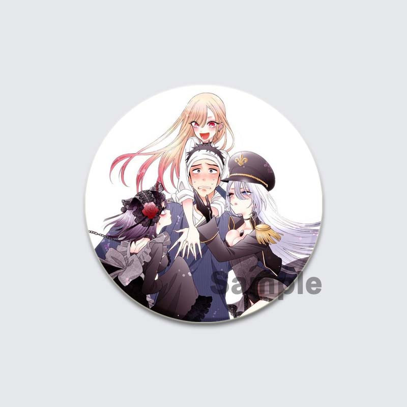 32/44/58mm Cute Cartoon My Dress Up Darling Pins Round Handmade Brooches for Backpack Cothes Accessories Anime Collection Badge Decoration