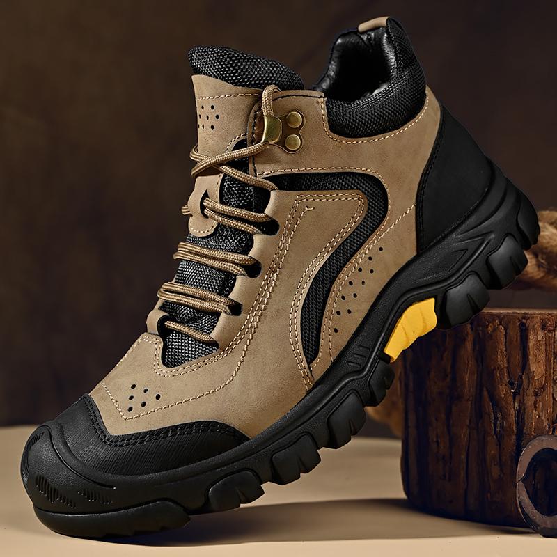 Новые мужские походные ботинки из натуральной кожи, зимние меховые короткие ботинки на платформе, модная повседневная обувь на шнуровке для мужчин, ботинки для активного отдыха