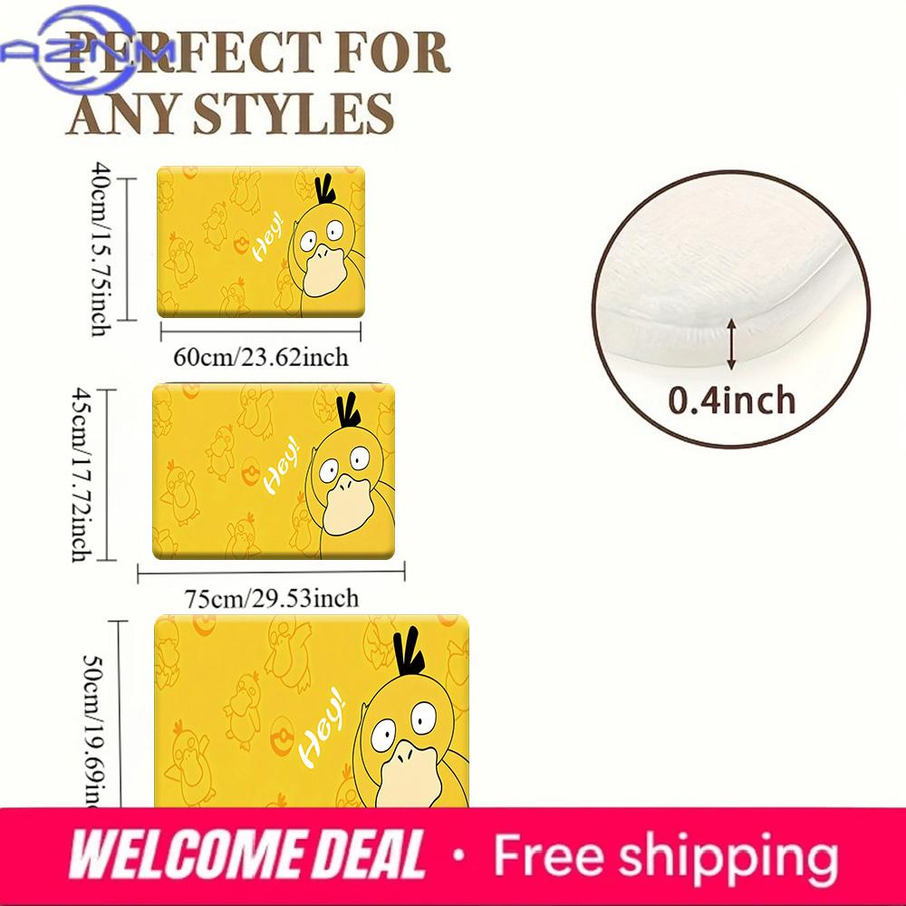 Pokemon Psyduck "Hey!" Cute Print Non-slip Doormat Soft Floor Mat for Home Decor