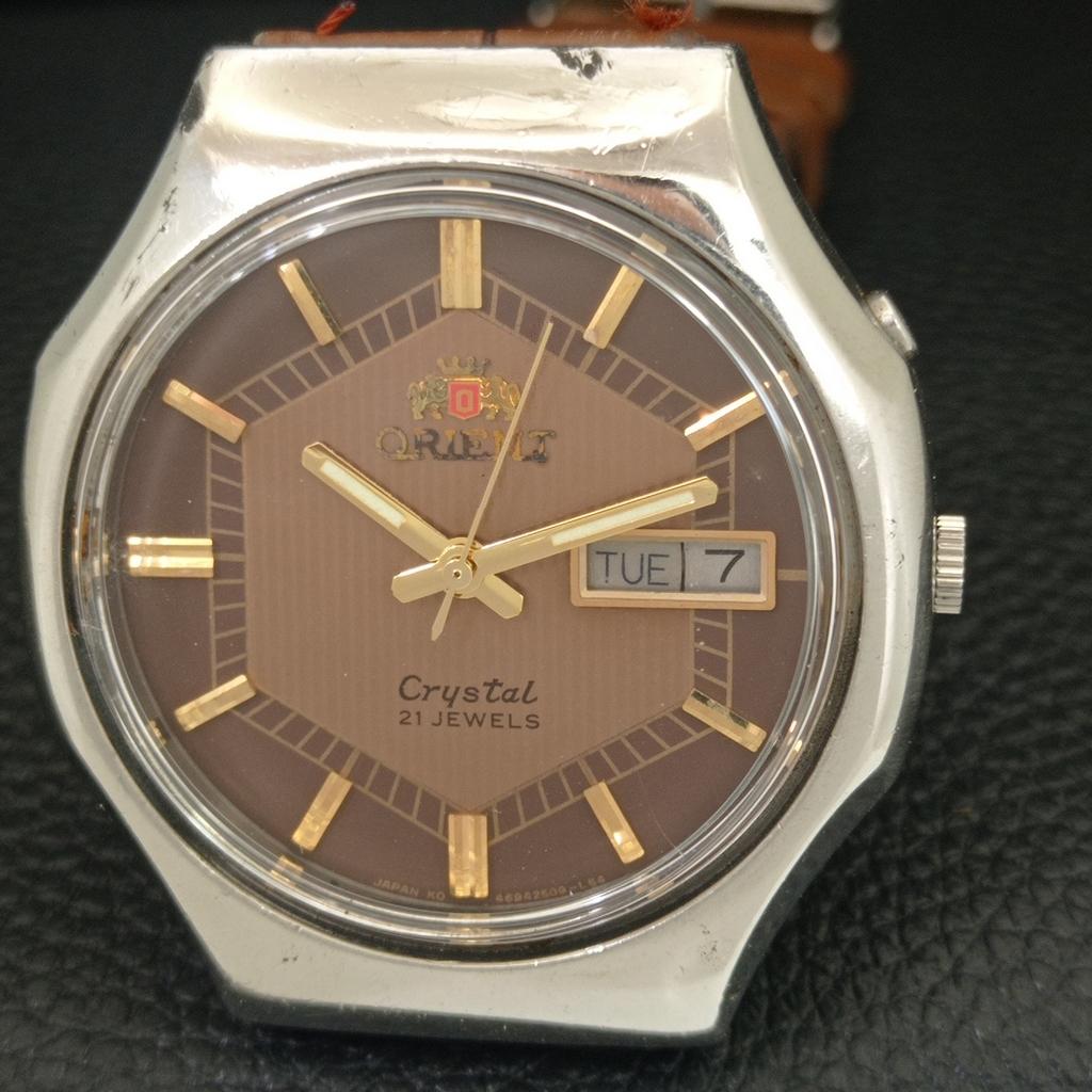 ЯПОНИЯ ВИНТАЖНЫЕ ORIENT CRYSTAL 46941 АВТОМАТИЧЕСКИЕ МУЖСКИЕ ЧАСЫ С ОРИГИНАЛЬНЫМ ЦИФЕРБЛАТОМ a706956-1