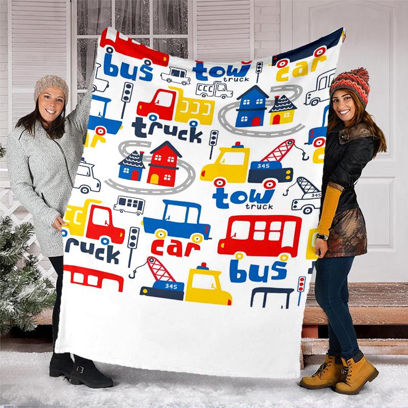 excavator Theme Printed Blanket - Perfect for Couch, Bed, Travel & Outdoor Use | Machine Washable, Cozy & Durable.