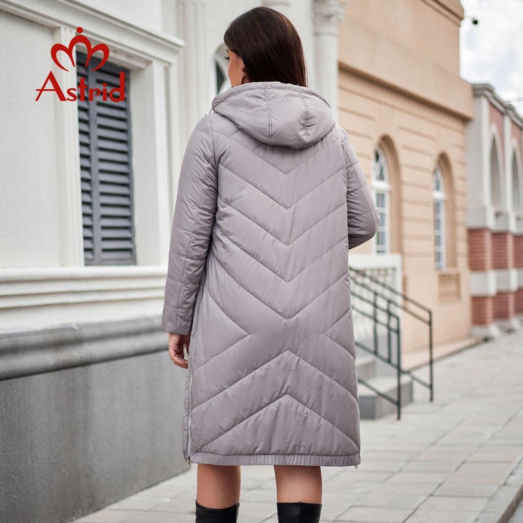 Astrid Женская парка осень-зима большого размера, женская одежда, длинная, утепленная, с капюшоном, женская стеганая куртка, новинка, пальто с разрезом по низу AM-10627