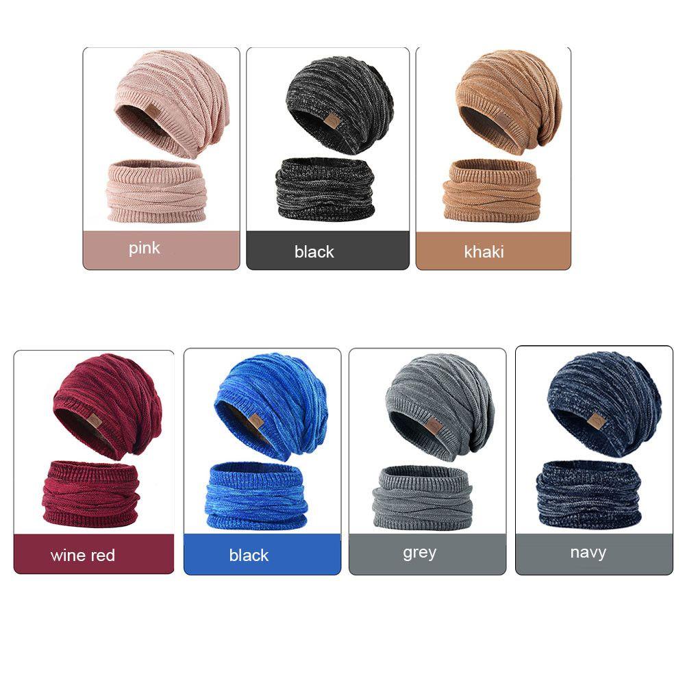 Keep Warm Women Men Wool Winter Hats Scarf Set Hedging Caps Millinery Beanies Caps