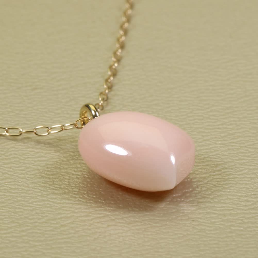 Sansui Pendant Necklace Heart Miss Coral Pink Single K18 Yellow Gold Undyed