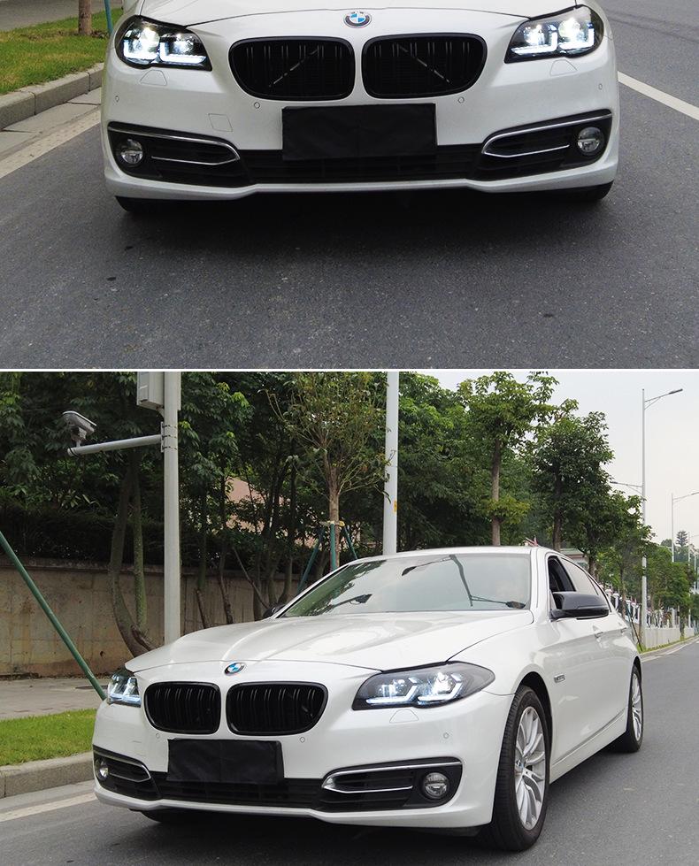 LED Bi-Xenon Headlight Assembly with Flowing Turn Signal for 11-17 BMW 5 Series