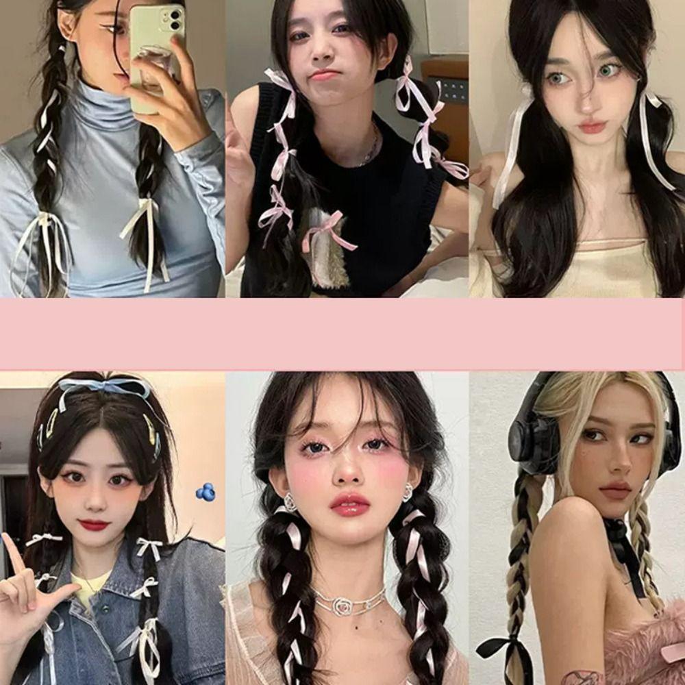 Colorful Braided Ribbon Hair Band Long Headband New Silk Hair Tie Girls