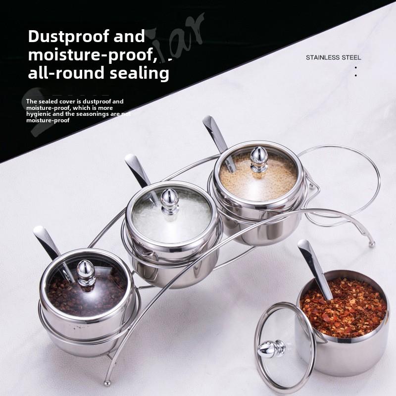 Household 304 Stainless Steel Seasoning Tank Buffet Restaurant Hotel Korean Gold Seasoning Salt Tank Seasoning Storage Tank