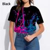 Женская футболка с неоновым граффити, футболка с короткими рукавами, напечатанная на 3D-принтере, нарисованная распылением, веселые цвета, повседневная, нейтральная, летняя