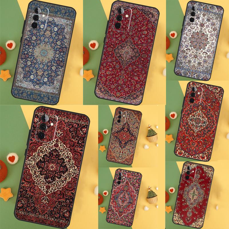 Персидский ковер Цветочный узор Для Samsung Galaxy A13 A23 A33 A53 A15 A25 A35 A55 A51 A71 A12 A32 A52 A14 A34 A54 Чехол