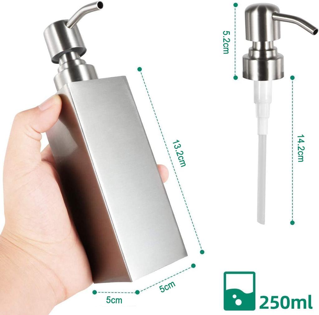 Бутылка для мыла GLUBEE для рук, нержавеющая сталь 304, дозатор для моющего средства для кухни, 250 мл, легкая бутылка для моющего средства, 218 г, контейнер для шампуня и моющего средства для посуды