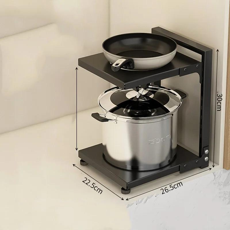 Кухонная стойка для хранения Регулируемая стойка для тарелок и кастрюль из углеродистой стали Свободная многоярусная защелкивающаяся напольная стойка для кастрюль Кухонное хранение