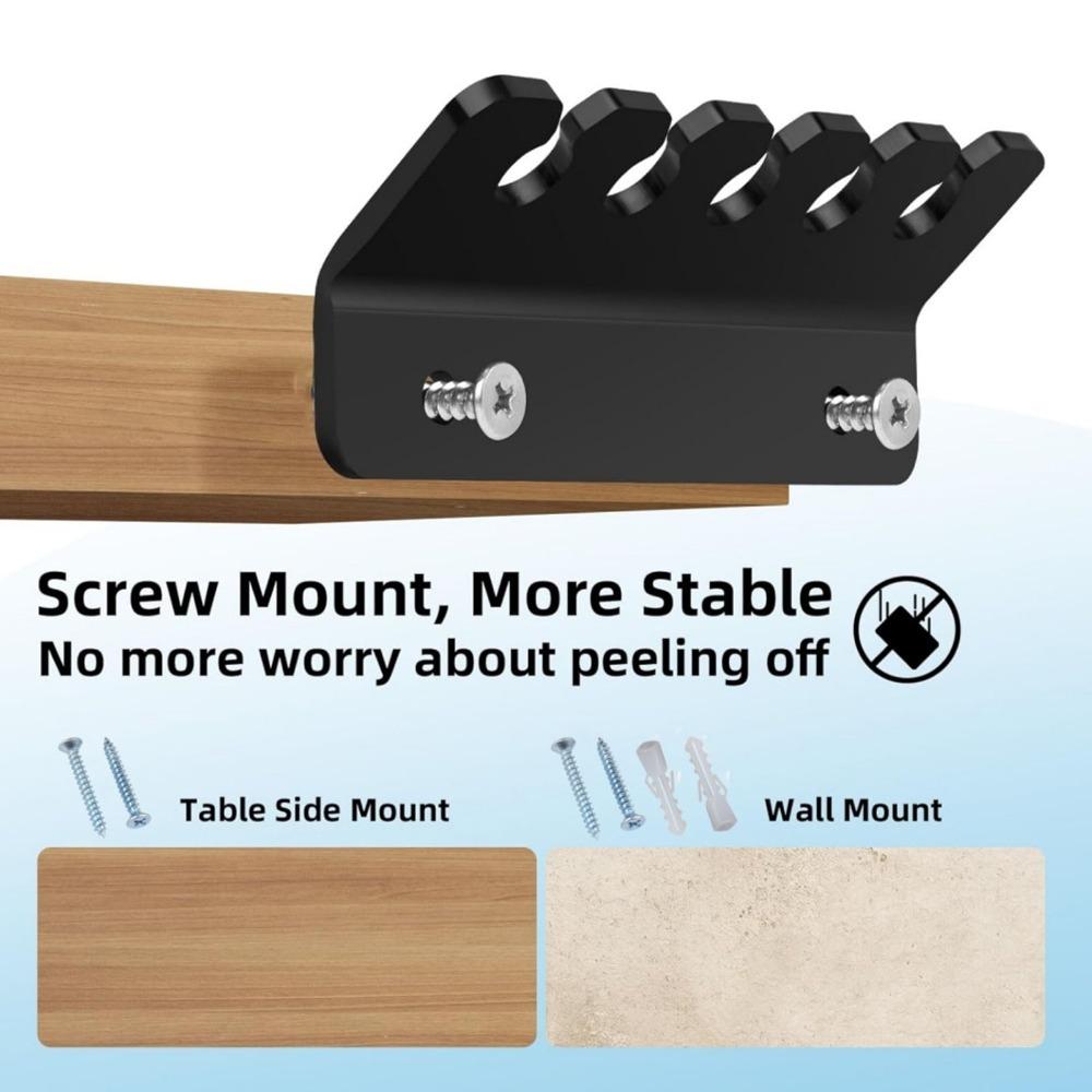 4pcs 5 Slots Cord Holder Clip Black Cord Organizer Holder Desk Cable Clip Desk Organization
