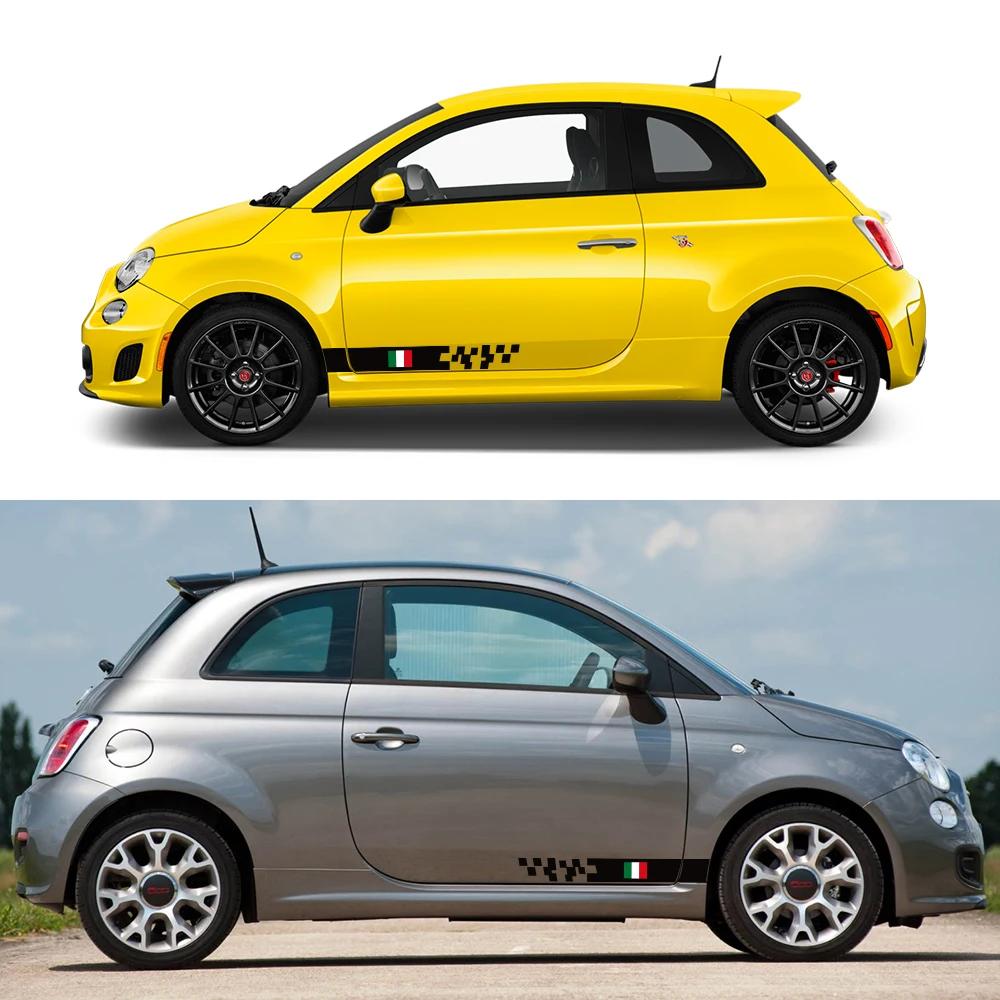 2 шт. Боковые наклейки на двери автомобиля для Fiat 500 Водонепроницаемая виниловая пленка Декоративные PVC наклейки Автостайлинг Внешние аксессуары для автомобиля
