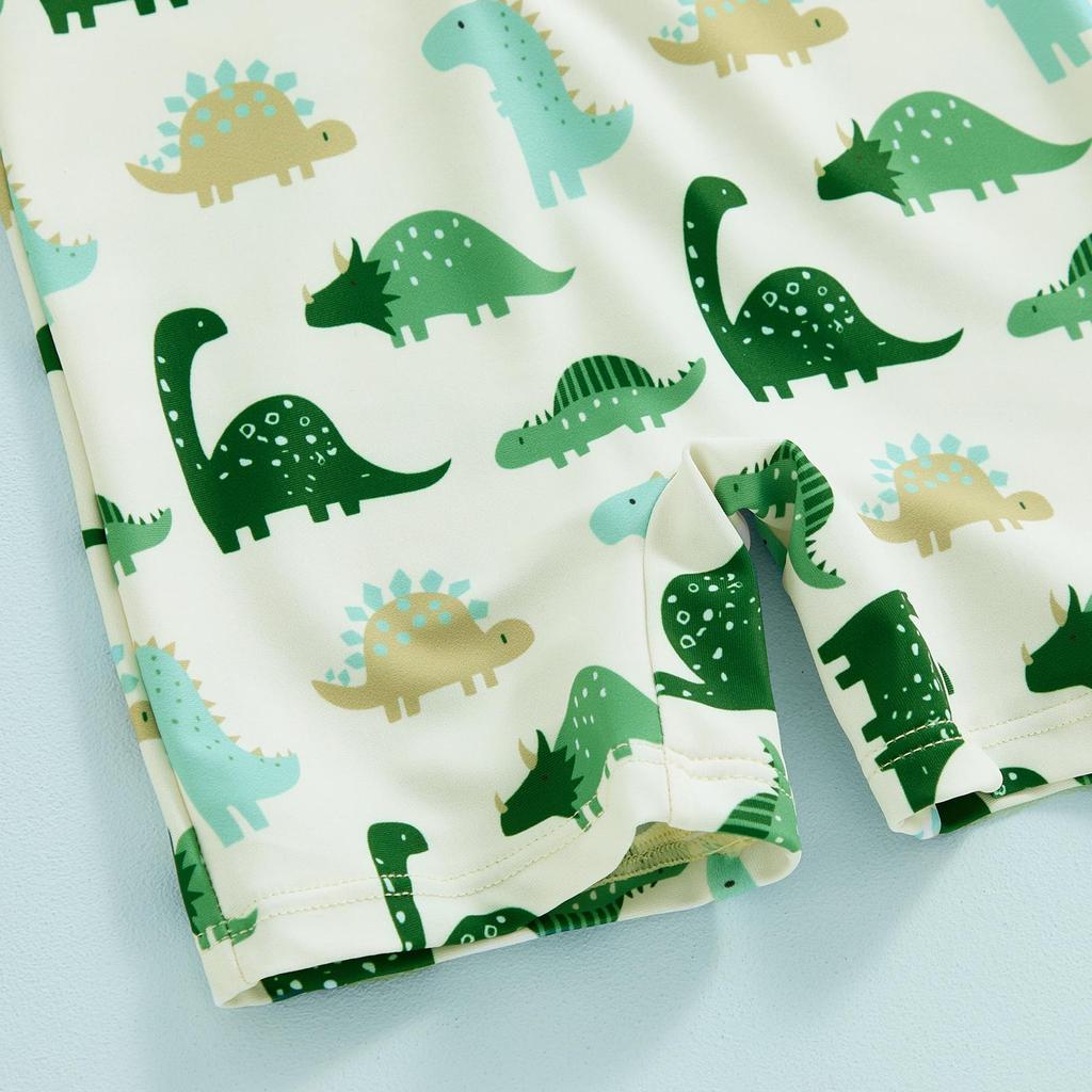 Купальник для маленьких мальчиков 3, 6, 12 месяцев, 2, 3 лет, солнцезащитный купальник с короткими рукавами и круглым вырезом, на молнии с животным принтом и шляпой