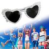 White Heart Frame Sunglasses for Teenagers Girls Party Pearl Frame Lens Funny Style Trendy Fashion Summer Decorations