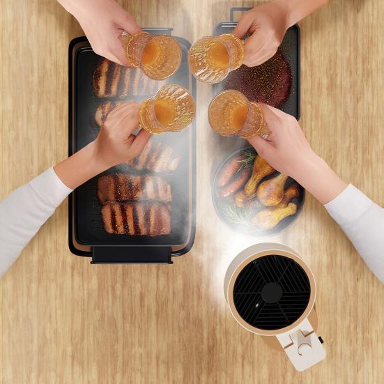 Маленькая вытяжка-очиститель воздуха, тихий портативный настольный очиститель воздуха с 5-слойным фильтром с активированным углем, регулируемая 3-скоростная, удалитель дыма и запаха