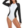 Surf Long Sleeve Swimsuit Rash Guard Swimwear Women Zipper One Piece Bathing Swimming Suit