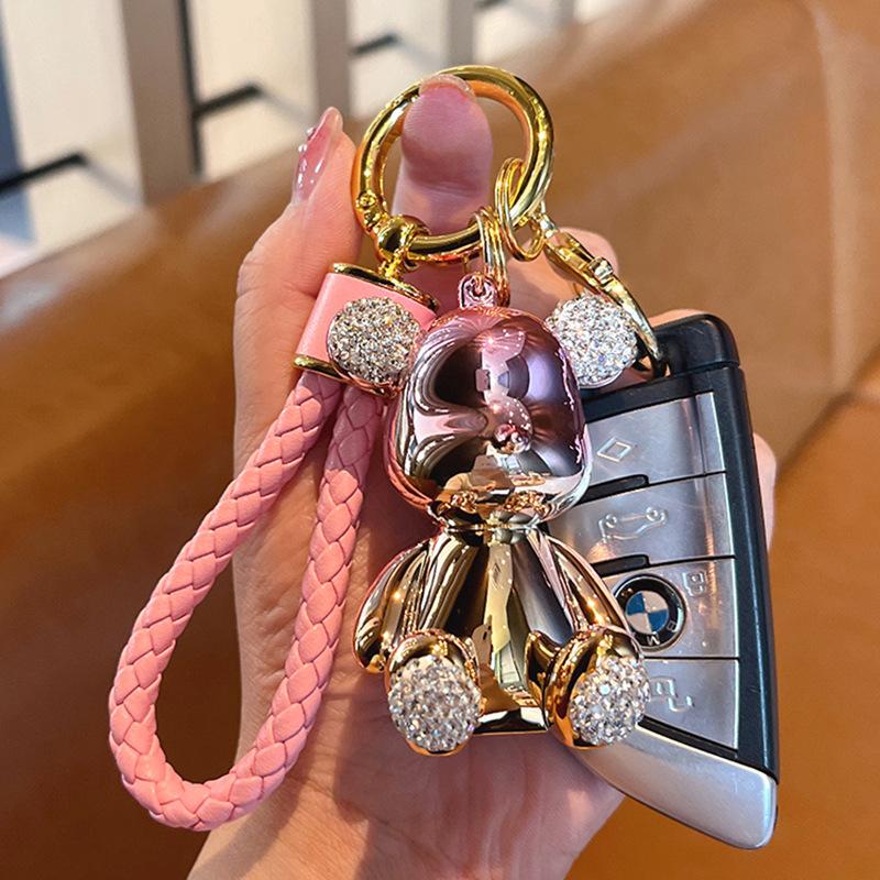 High-End Diamond-Encrusted Violent Bear Keychain Women'S Fashion Car Key Chain Exquisite Bag Pendant Creative Key Ring