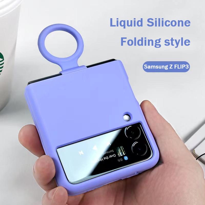 Чехол-держатель из жидкого силикона для Samsung Galaxy Z Flip 3 4 5G Flip4 Flip3 Flip2 Flip1 Складной модный чехол с полной защитой