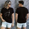 Cute Dog Print Tshirt For Unisex Casual Short Sleeve Tee Black And White