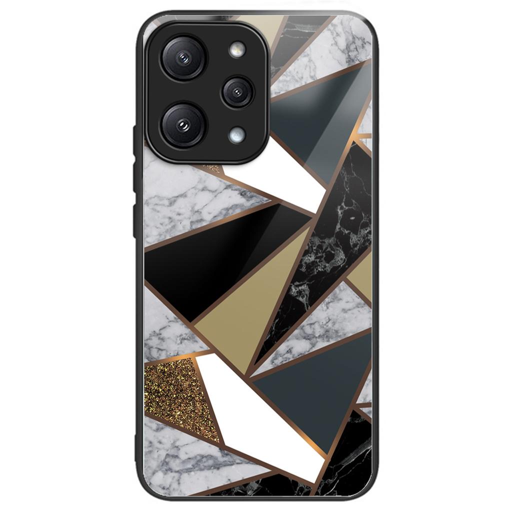 For Xiaomi Redmi 12 5G (Global)/Poco M6 Pro 5G Phone Case Marble Pattern Tempered Glass Back Cover