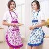 Women Bib Floral Print Bowknot Kitchen Restaurant Cooking Pocket Dress Apron