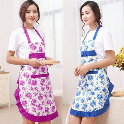 Женщины Bib Цветочный принт Bowknot Кухня Ресторан Кулинария Карманное платье Фартук