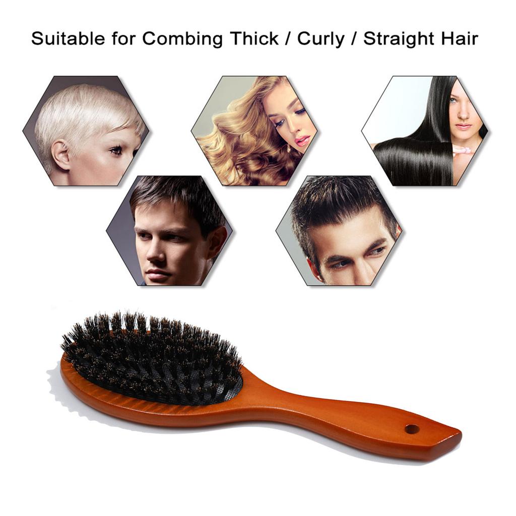 Air Cushion Hairbrush Paddle Comb Natural Bristle Hair Brush for Scalp Massage Wooden Handle Hair