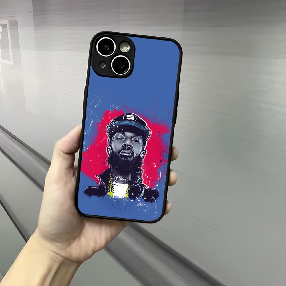 Чехол для телефона рэпера Нипси Хасла Для iPhone 17 16 15 14 13 12 Pro Max Xr Air Plus Ощущение кожи Черная жесткая оболочка