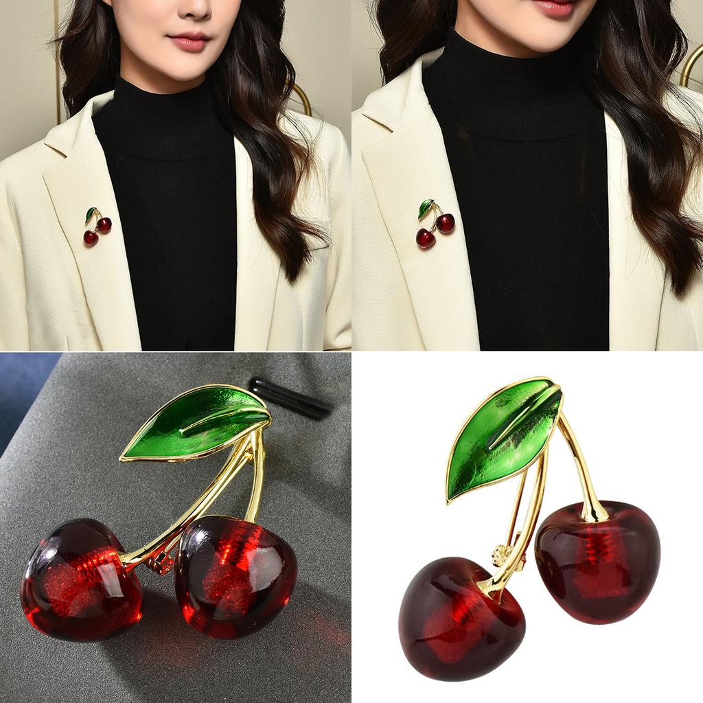 Pastoral Cherry Brooch Pin Metal Fashion Accessory Delicate Brooch Suitable for Women Upgrading Elegances and Delicate