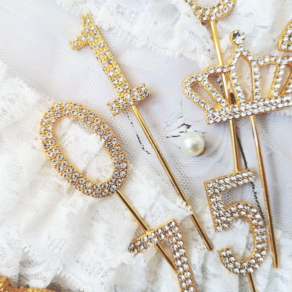 Золотая С Днем Рождения Украшение для вечеринки с бриллиантами Свадебные принадлежности Украшение для кекса на торт