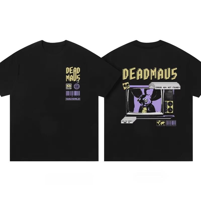 2025 Deadmau5 Электронная мышь Хлопковая футболка Унисекс Мужская Женская Летняя с коротким рукавом Модная брендовая футболка Роскошная Повседневная Y2k+ Топы