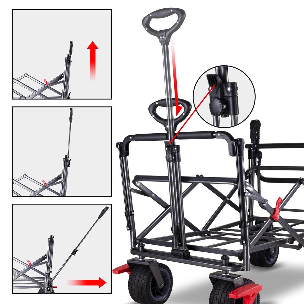 TOPWELL Кемпинговая тележка для отдыха на природе 100 л Большая вместимость 120 кг Грузоподъемность Непрокалываемые шины с тормозом Складная крыша тележка для переноски Кемпинговое оборудование